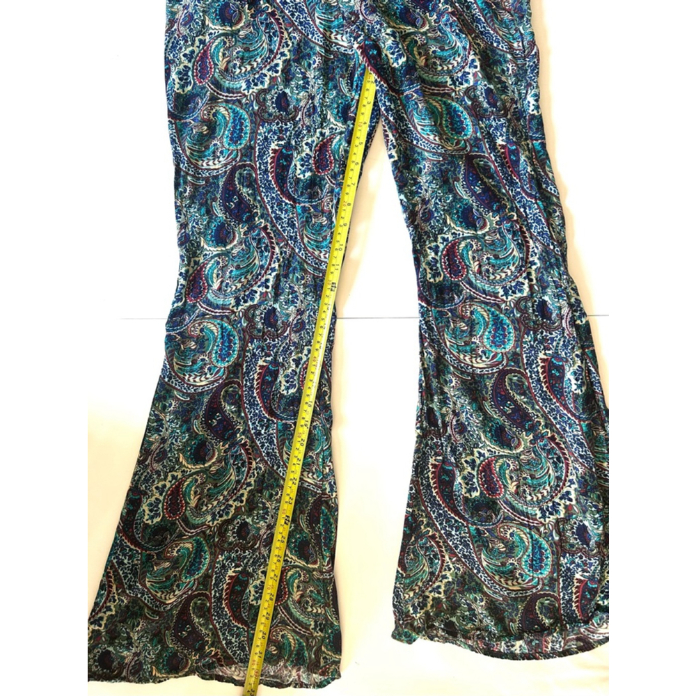 Zara Printed Flare Pants Size M Blue Multi flared paisley - Picture 7 of 11